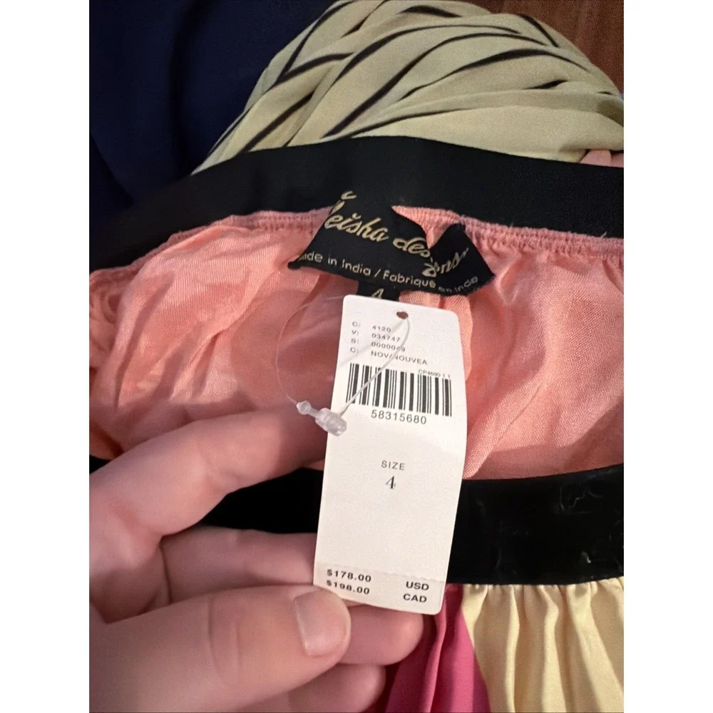 Anthropologie Geisha Designs Midi Pleated Skirt Colorful Preppy Boho Sz 4 NWT - Picture 7 of 7